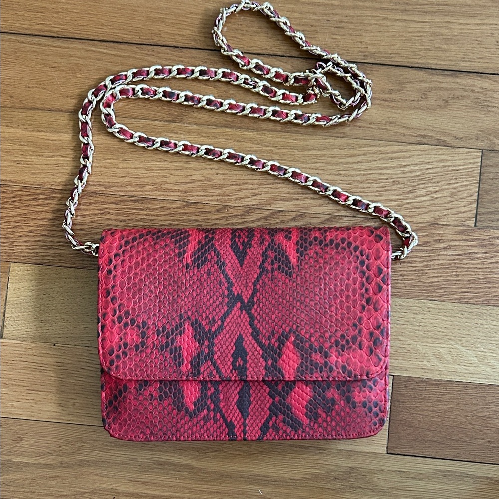 Beirn- Authentic Red Python Crossbody/Shoulder Ba… - image 1